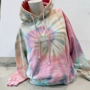 Pastel Tie-Dye Pink & Blue Hoodie Sweatshirt